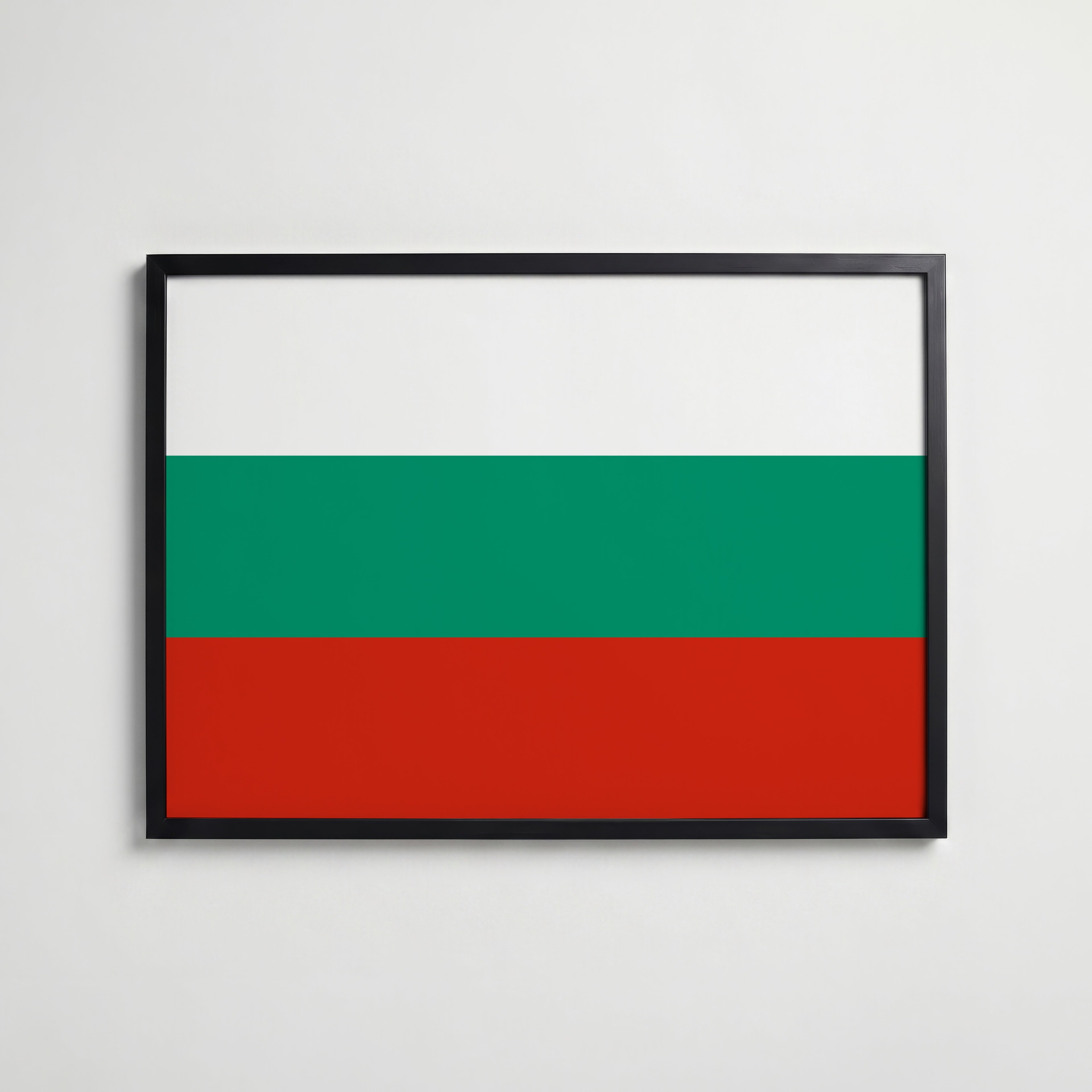 Bulgaria National Flag Poster i svart ram – stilren konsttryck som väggdekor från Bozetto