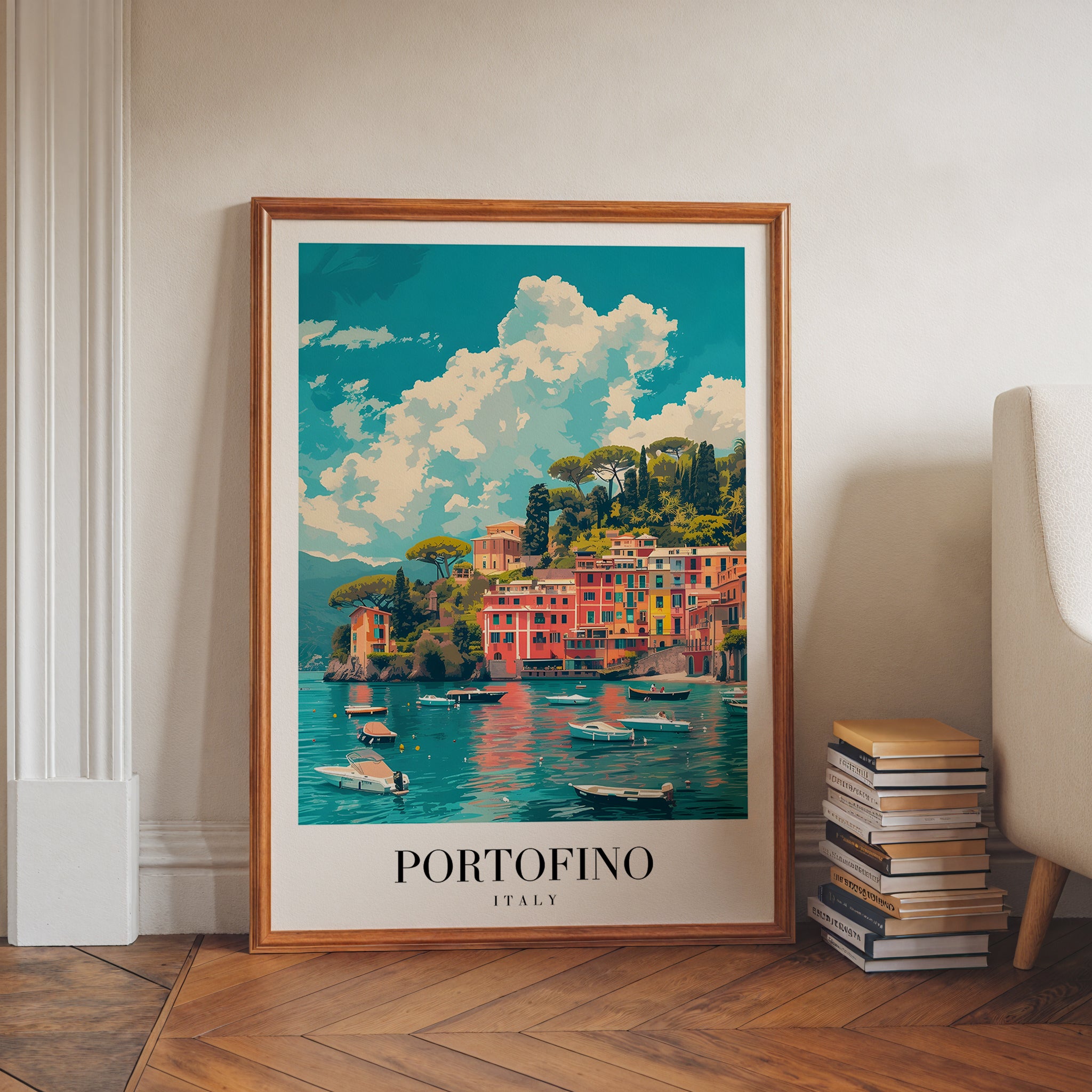 Golden Reflections Of Portofino Poster
