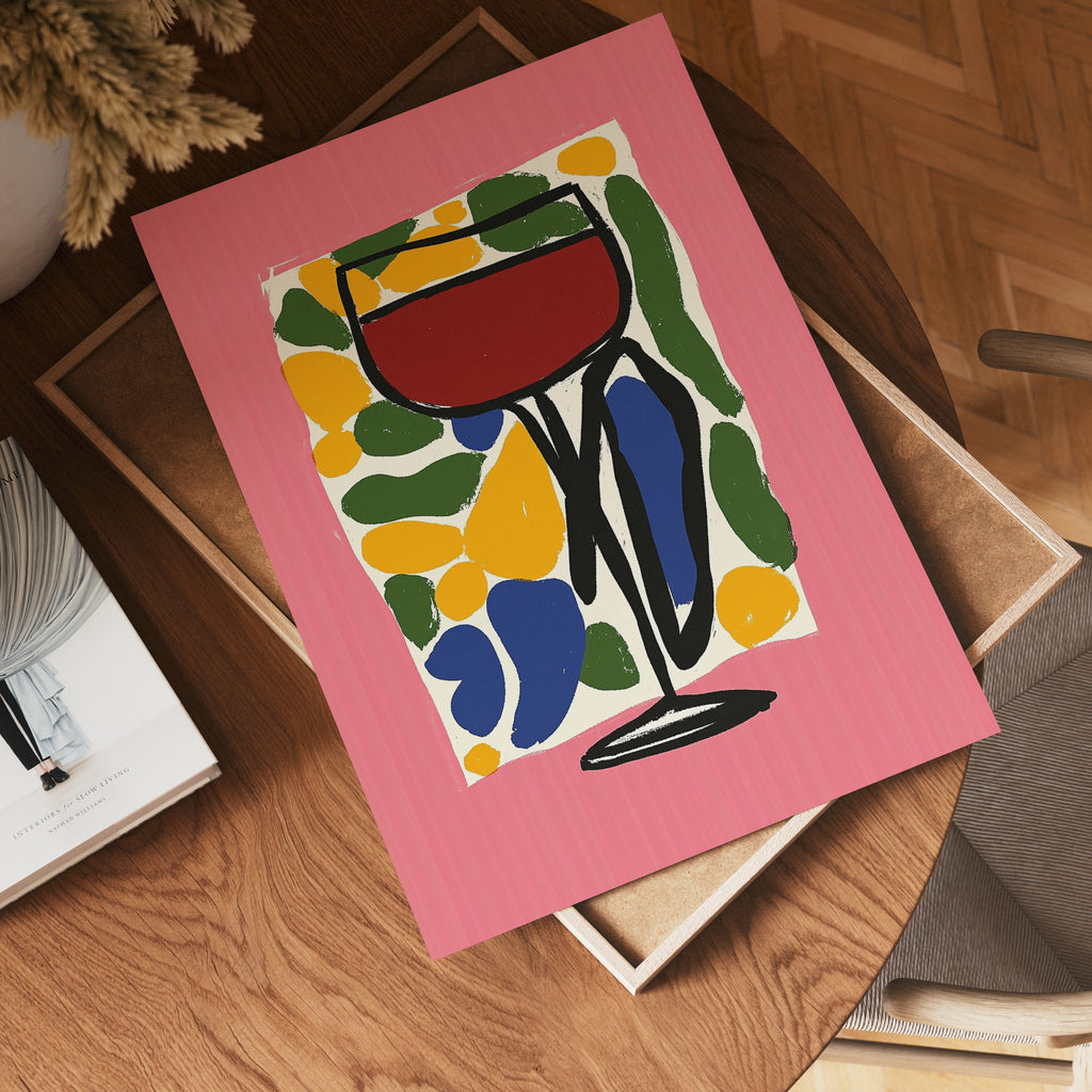 Colorful Wine Glass Poster