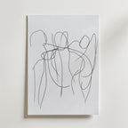 Bozetto Dancing Line Figures Poster har tunna svarta linjer som bildar abstrakta figurer i rörelse på en vit bakgrund, tryckt på FSC-certifierat premiumpapper, som fångar minimalistisk stil och dynamisk enkelhet.