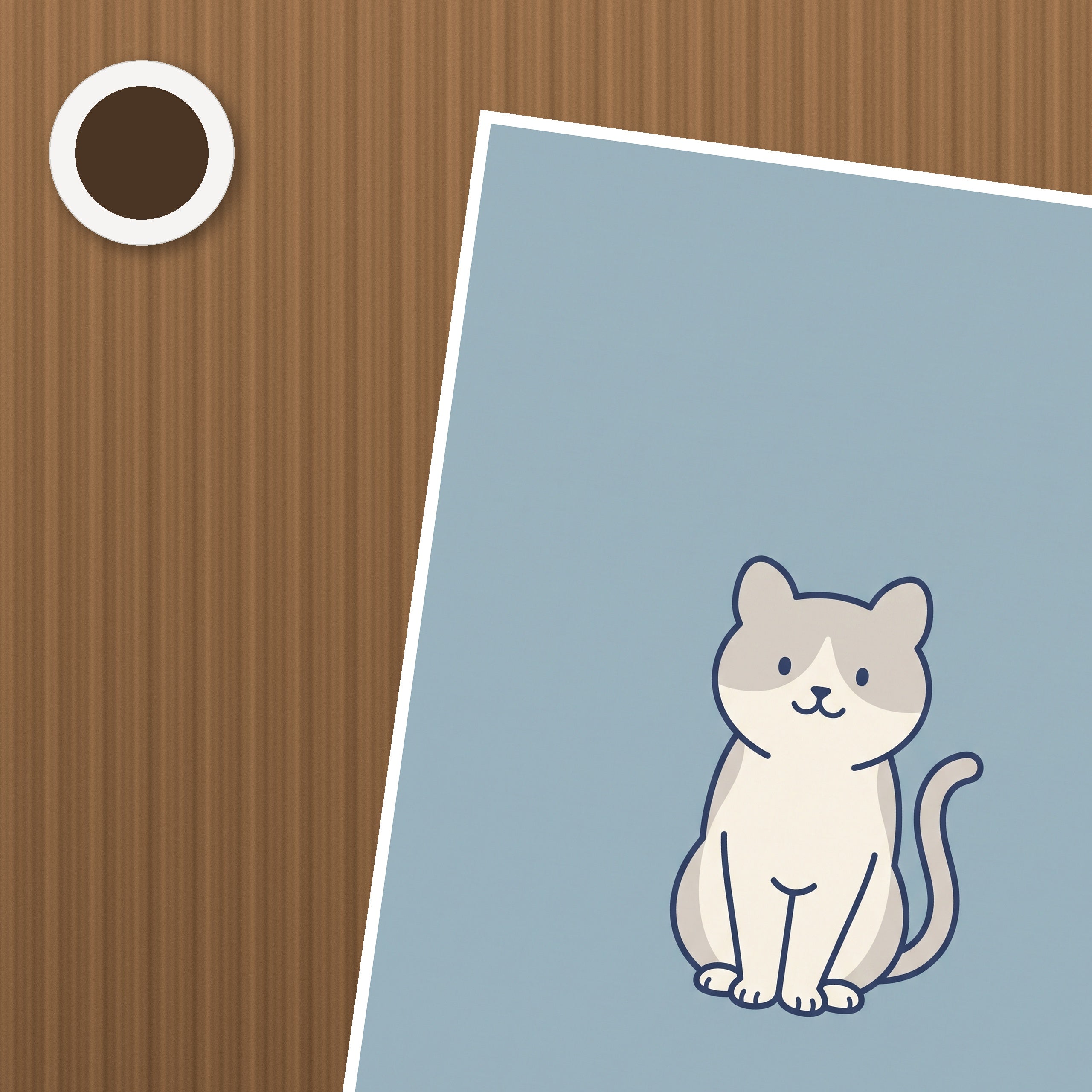 Bathroom Cat Poster – närbild på papper