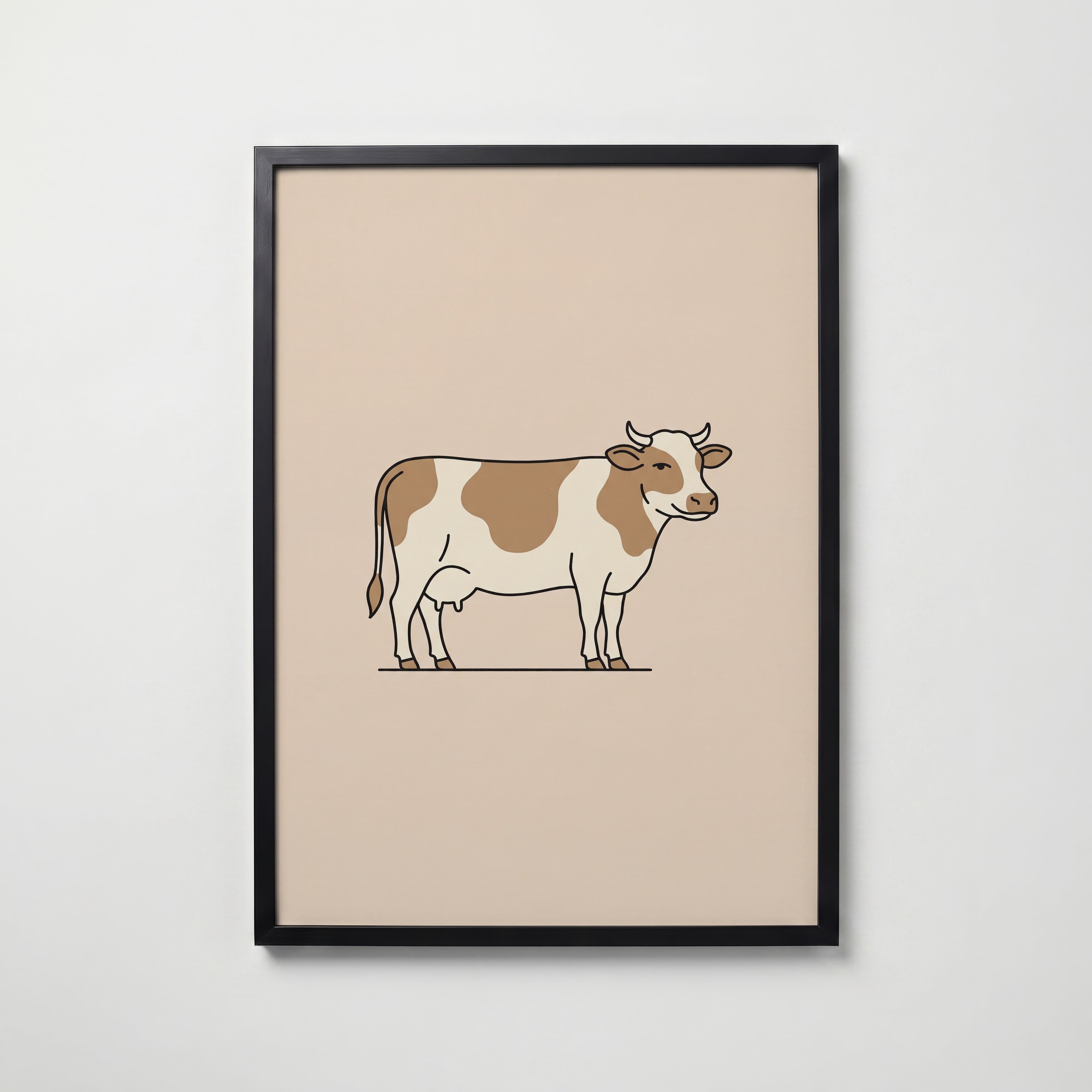 Bathroom Cow Poster – svart ram