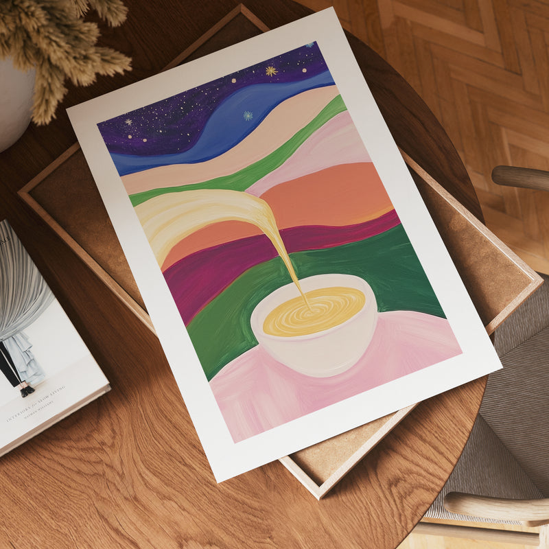 Retro Coffee in Space Poster