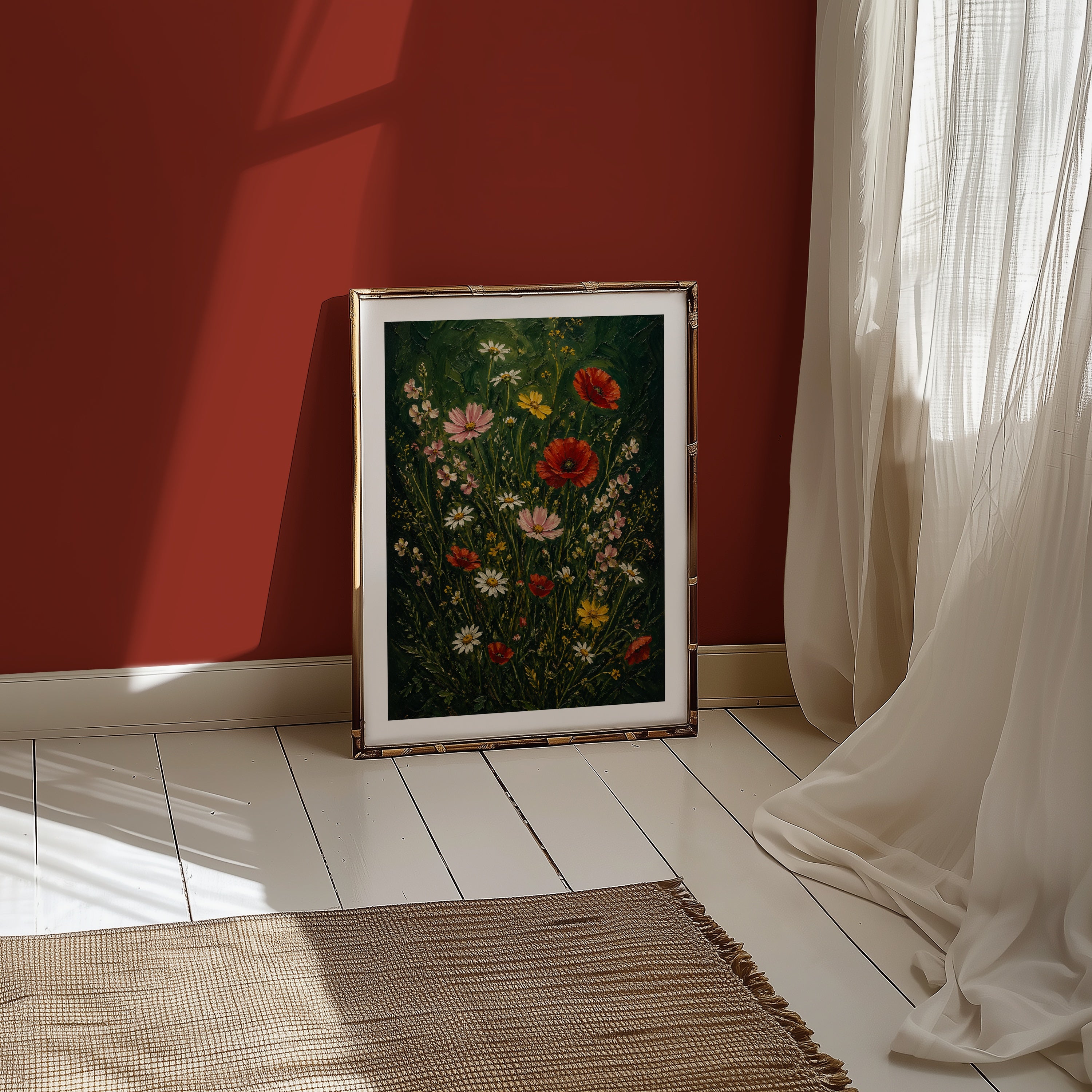 Wildflower Meadow affisch i minimalistiskt sovrum – köp enkelt hos Bozetto i hög kvalitet