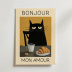 Parisian Cat Breakfast Poster