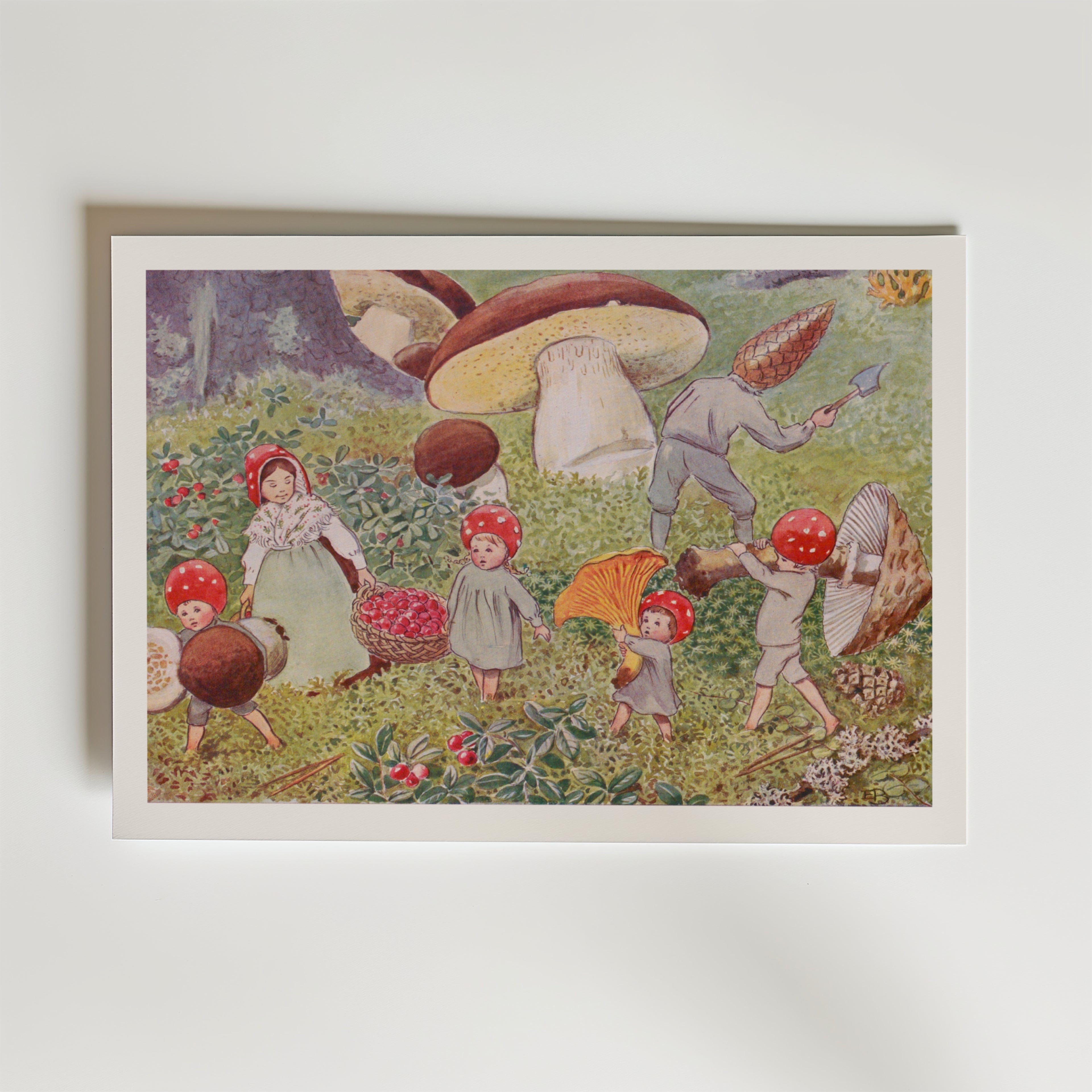 Elsa Beskow Tomtebobarnen Skogsplock Poster – En vacker och lekfull illustration från Elsa Beskows sagovärld där Tomtebobarne