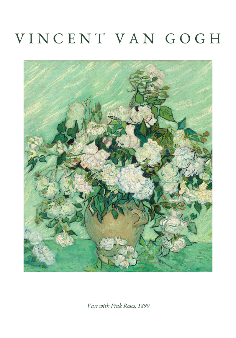 Van Gogh Vase With Pink Roses Poster