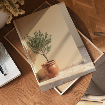 Terracotta planter with olive tree poster