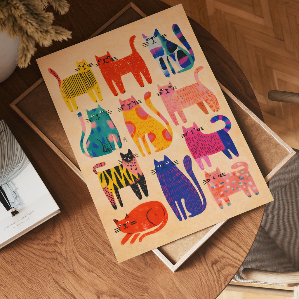 Colorful Cat Parade Poster