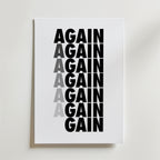 Again & Again Poster – En grafiskt rytmisk poster som symboliserar repetition, uthållighet och disciplin.