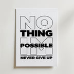 Nothing Is Impossible Poster – En grafiskt stark och modern typografiposter där ordet “Impossible” bryts upp visuellt