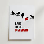 Dare To Be Different Poster – En minimalistisk poster med stark symbolik – en röd detalj som bryter av från mängden och
