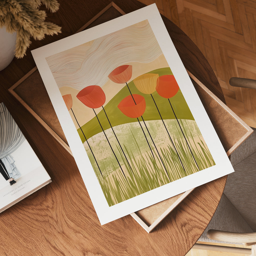 Abstract floral poppies Poster