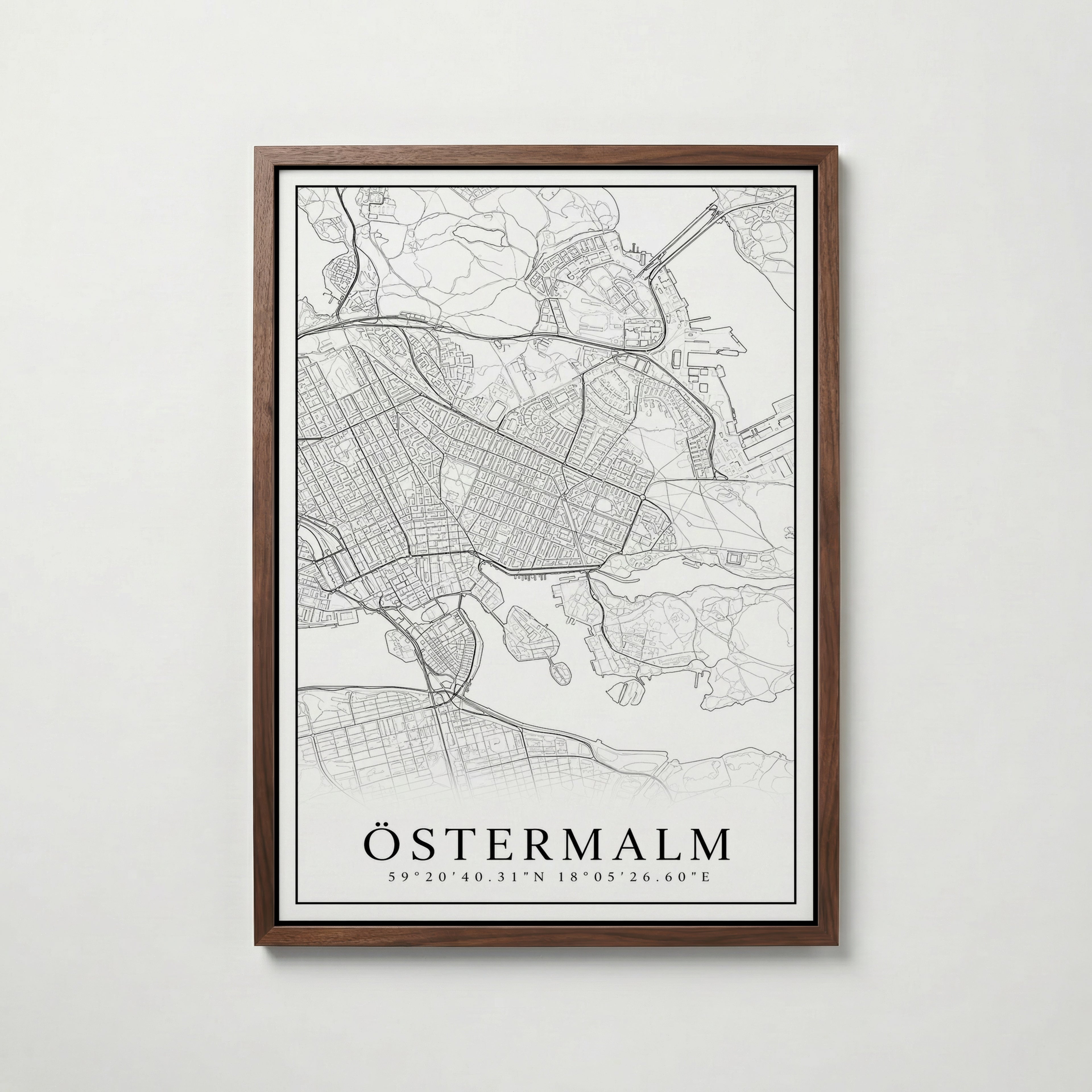 Östermalm Karta poster i flera storlekar – jämför mått och välj rätt hos Bozetto