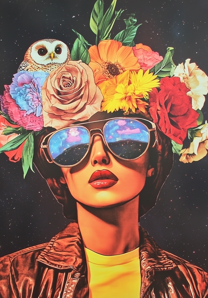 Floral Eyewear Portrait Poster