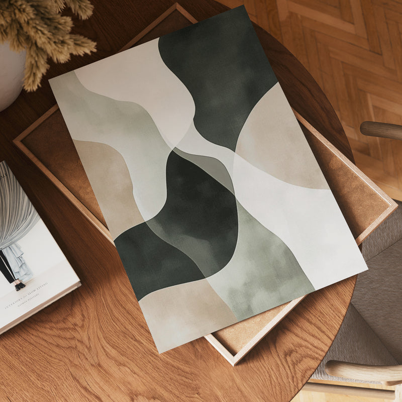 Abstract Green Shapes No.3 Poster