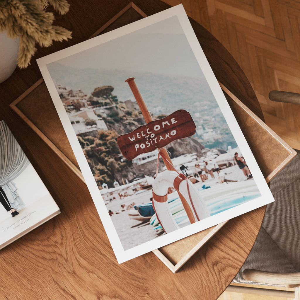 Positano Beach Sign Poster