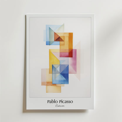 Bozetto Picasso Cubism Poster - en färgstark poster med färgglada rutor i kubistisk stil som livar upp väggen.