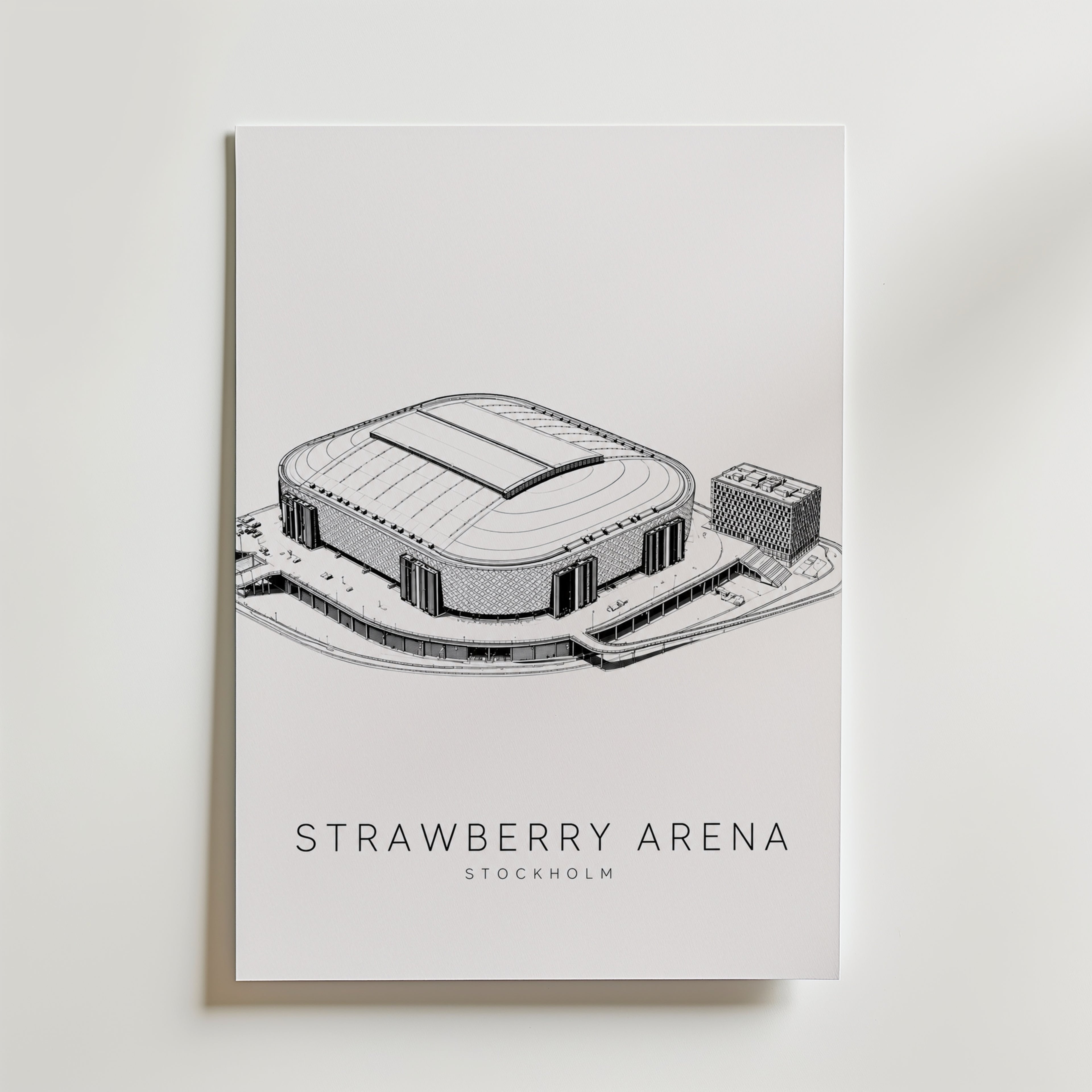 Strawberry Arena affisch inramad i neutral ram – se hur konsttrycket ser ut, Bozetto