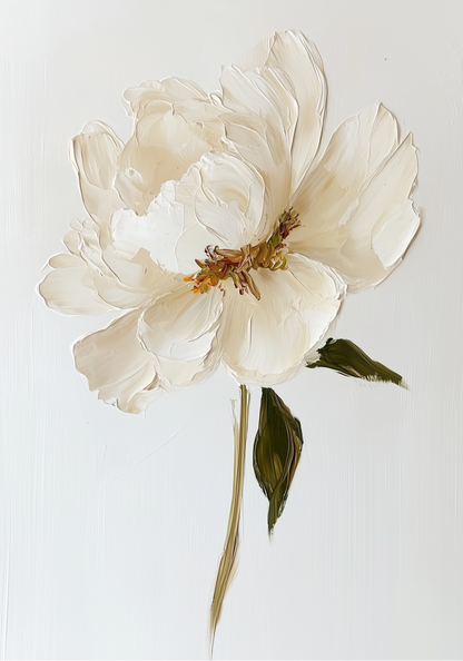 Elegant white floral oil painting Poster