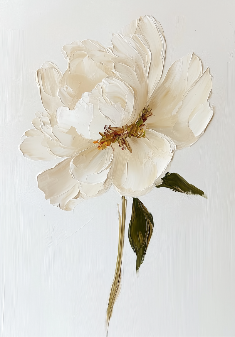 Elegant white floral oil painting Poster