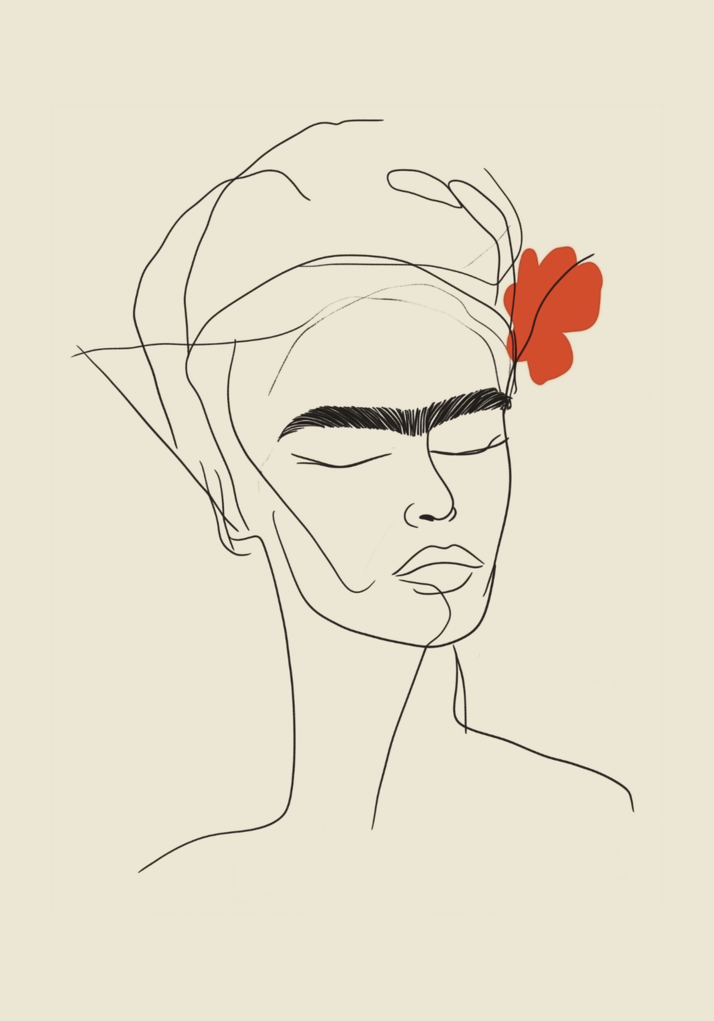 Frida Inspired Line Art Poster