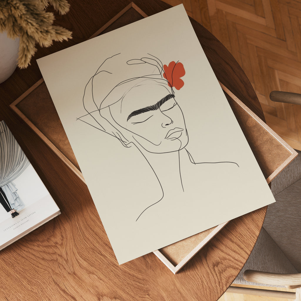Frida Inspired Line Art Poster