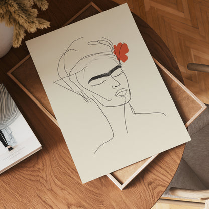 Frida Inspired Line Art Poster