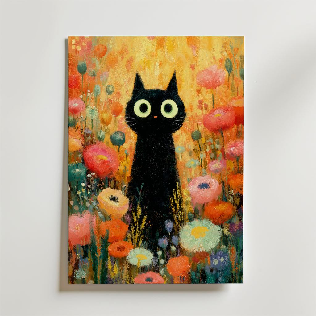 Midnight Bloom Cat Poster
