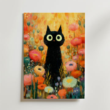 Midnight Bloom Cat Poster