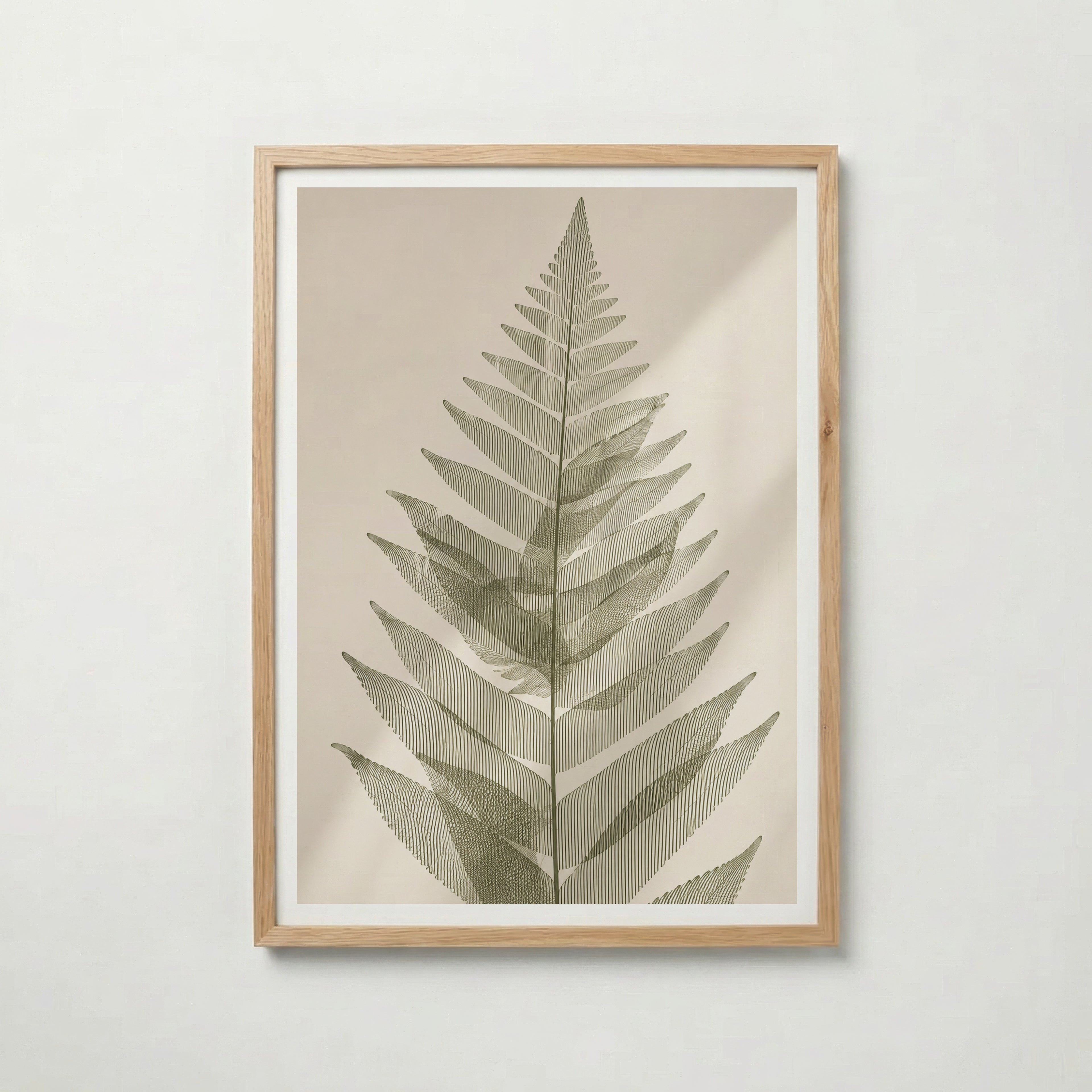 Pressed Fern i ekram med ljust trä – köp enkelt hos Bozetto affisch i hög kvalitet