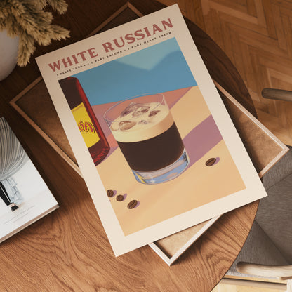 White Russian Cocktail Poster