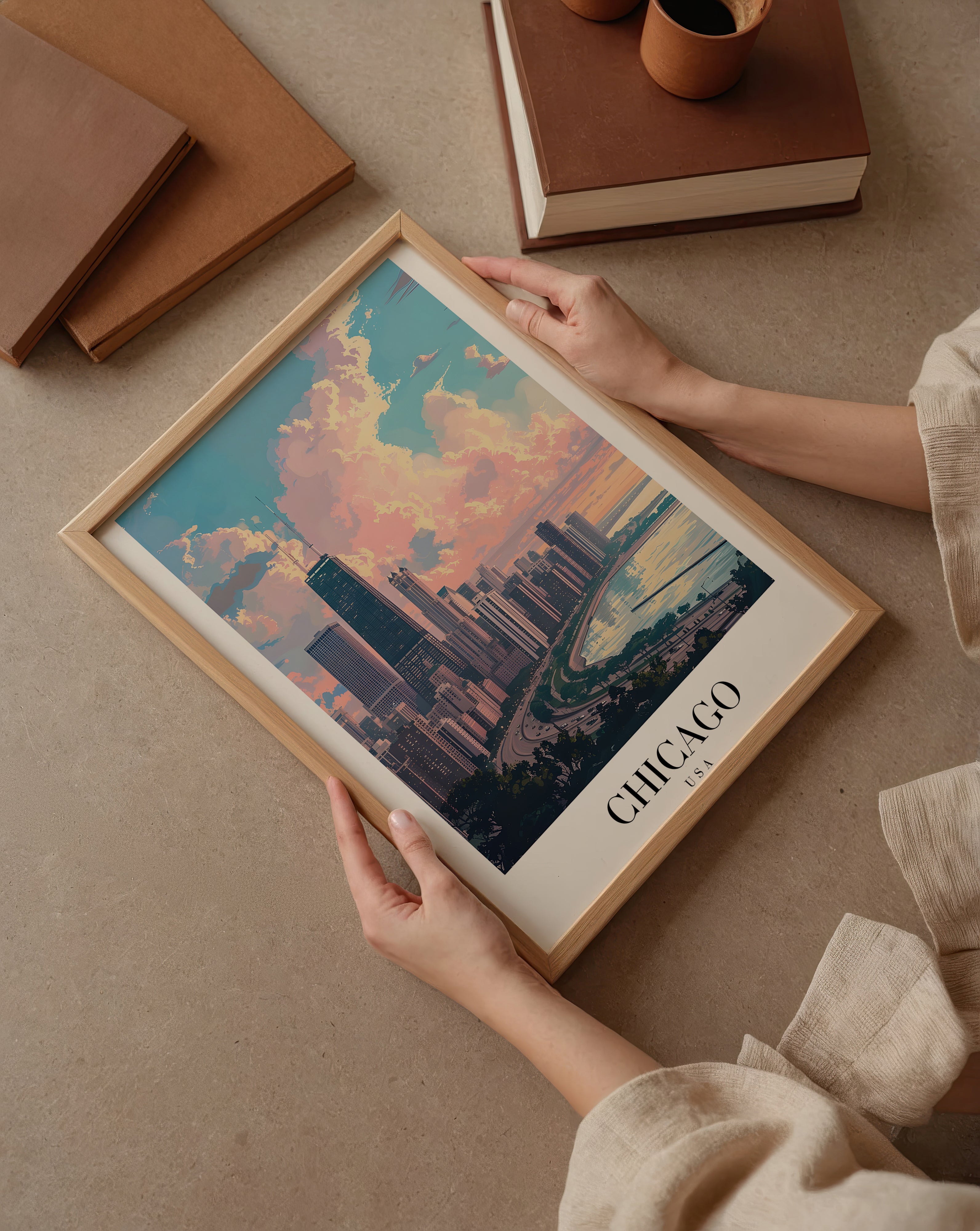 Chicago Skyline Reflections Poster