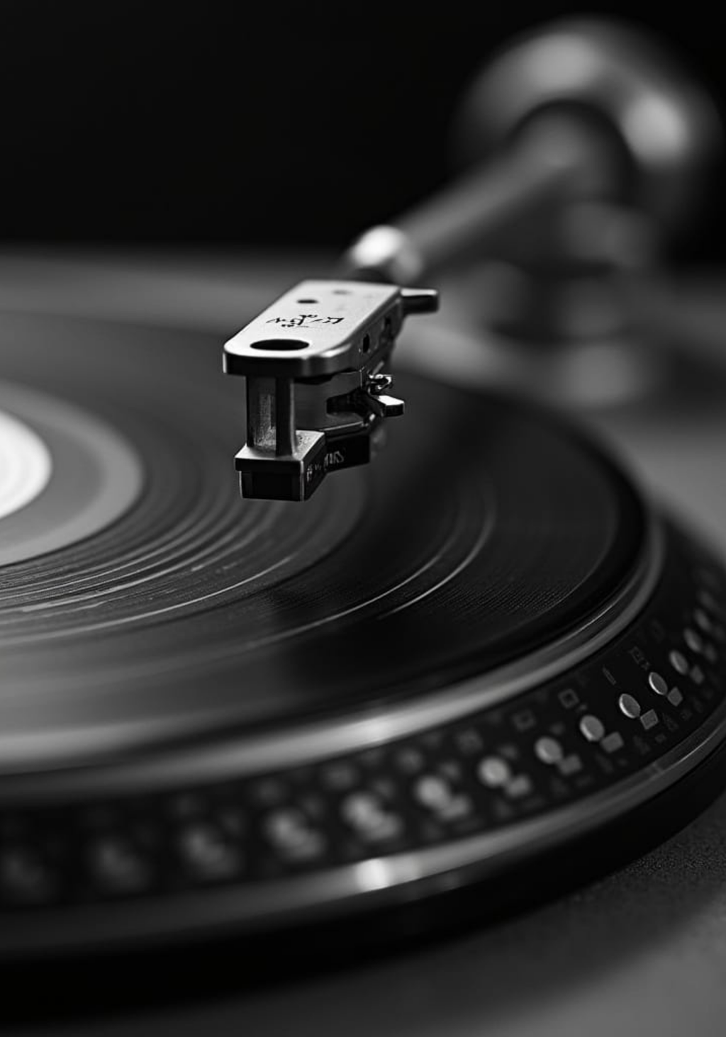 Black And White Record Player Poster