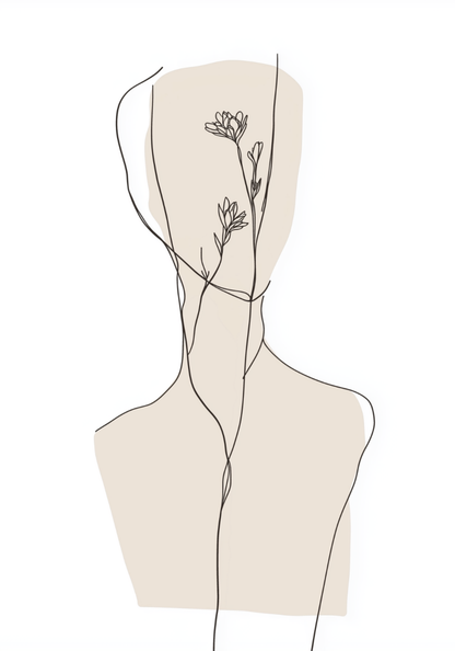 Beige Floral Silhouette Poster