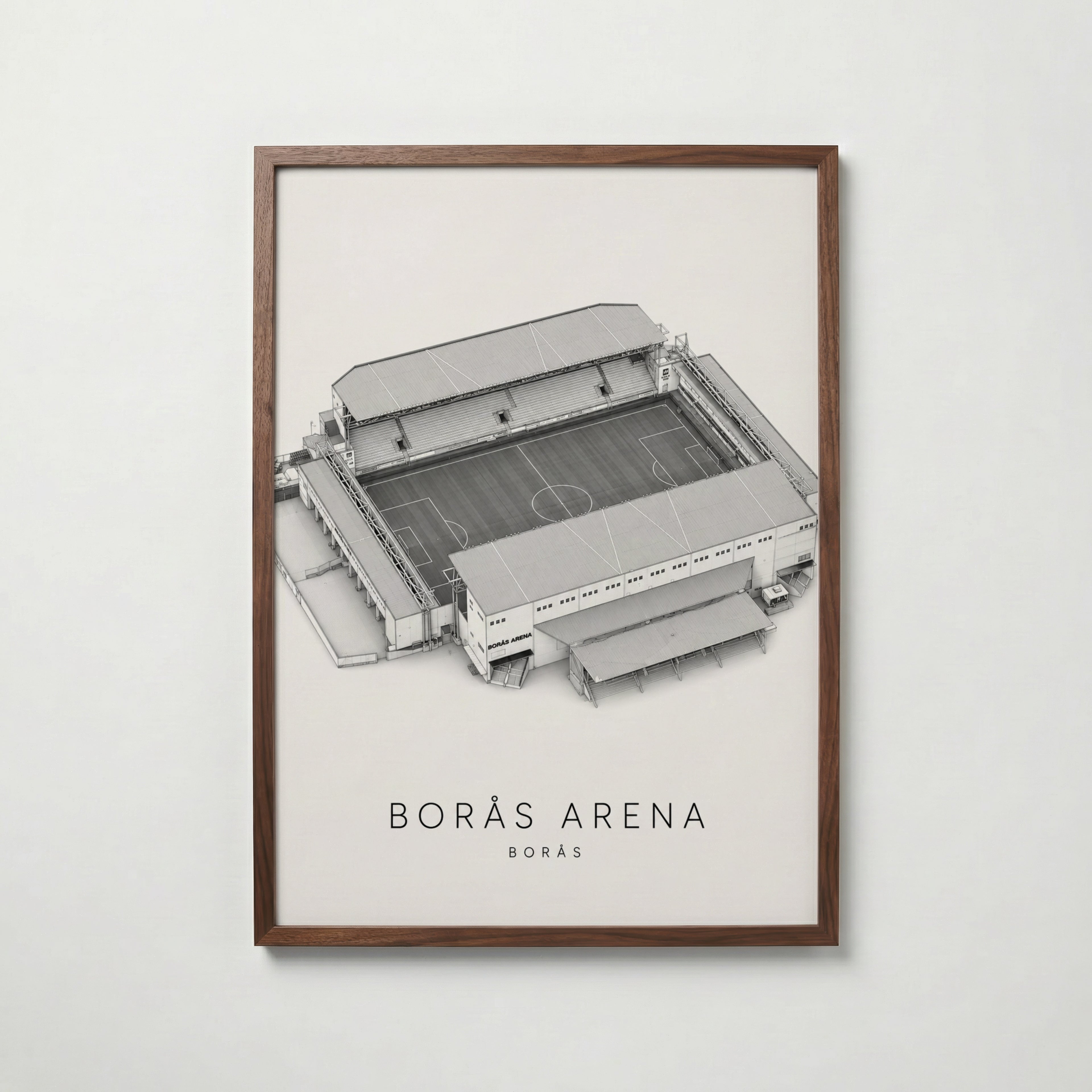 Borås Arena affisch i valnötsram – mörkbrun inramning med exklusiv känsla, Bozetto