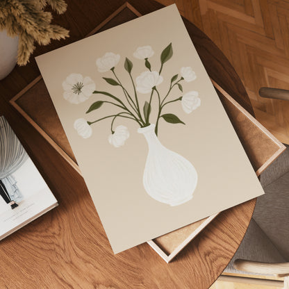 Minimalist Floral White Vase Poster