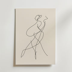 Bozetto Elegant Line Art Woman Poster visar två abstrakta, sammanflätade figurer i en modern, minimalistisk stil, tryckt på premiumpapper med kontinuerliga svarta linjer för en sofistikerad touch.