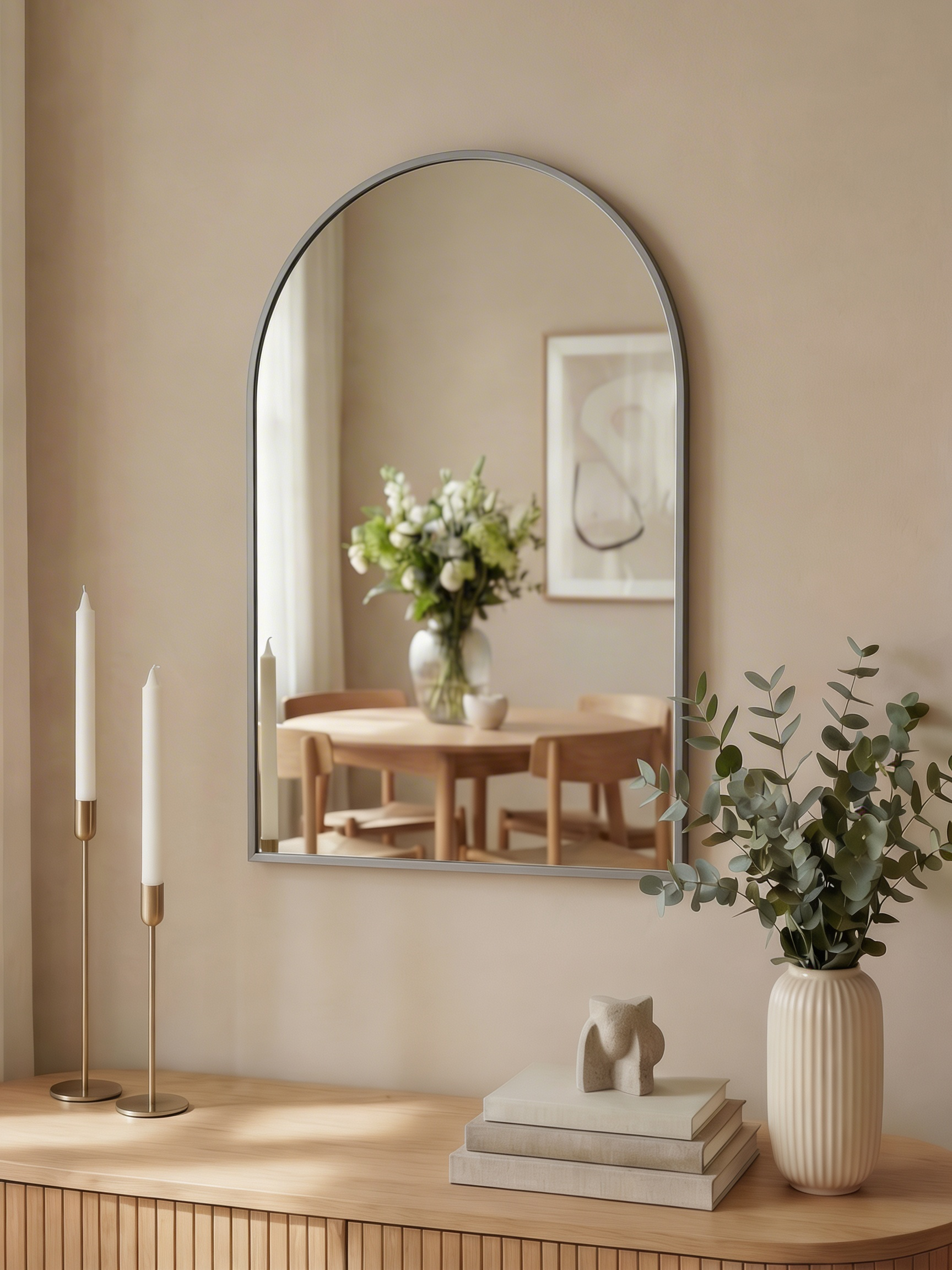 Sävelången – Valvspegel med silverram 50 × 75 cm