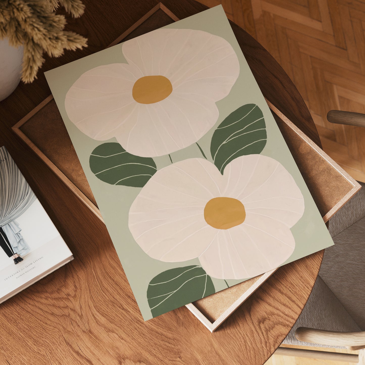 Minimalist green leaves Poster