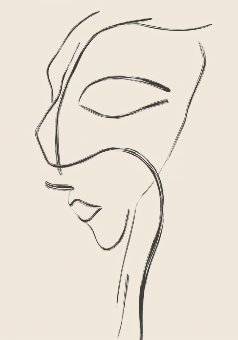 Elegant Line Art Face Poster