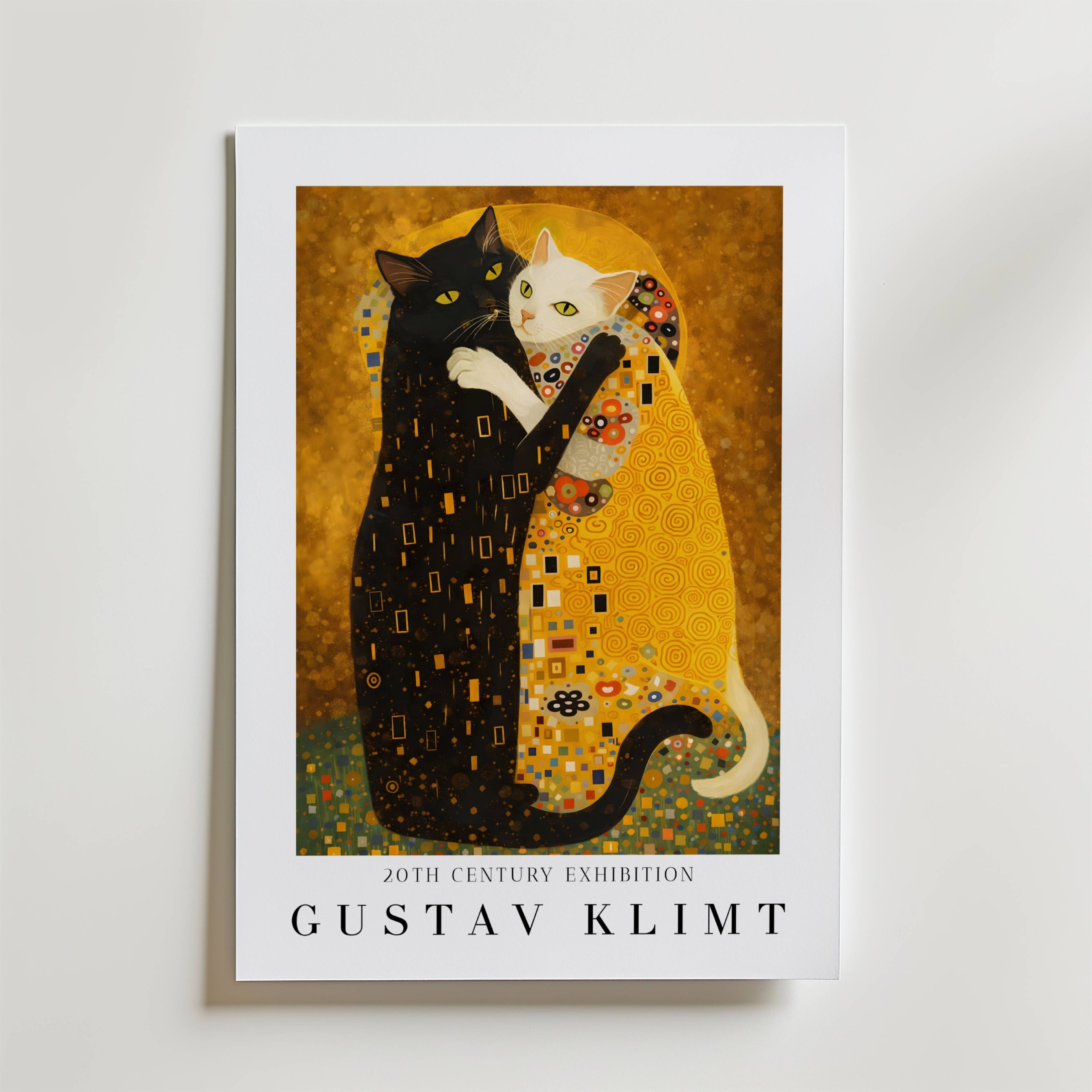 Gustav Klimt Golden Embrace Cats Poster affisch – poster till väggdekoration – köp online hos Bozetto