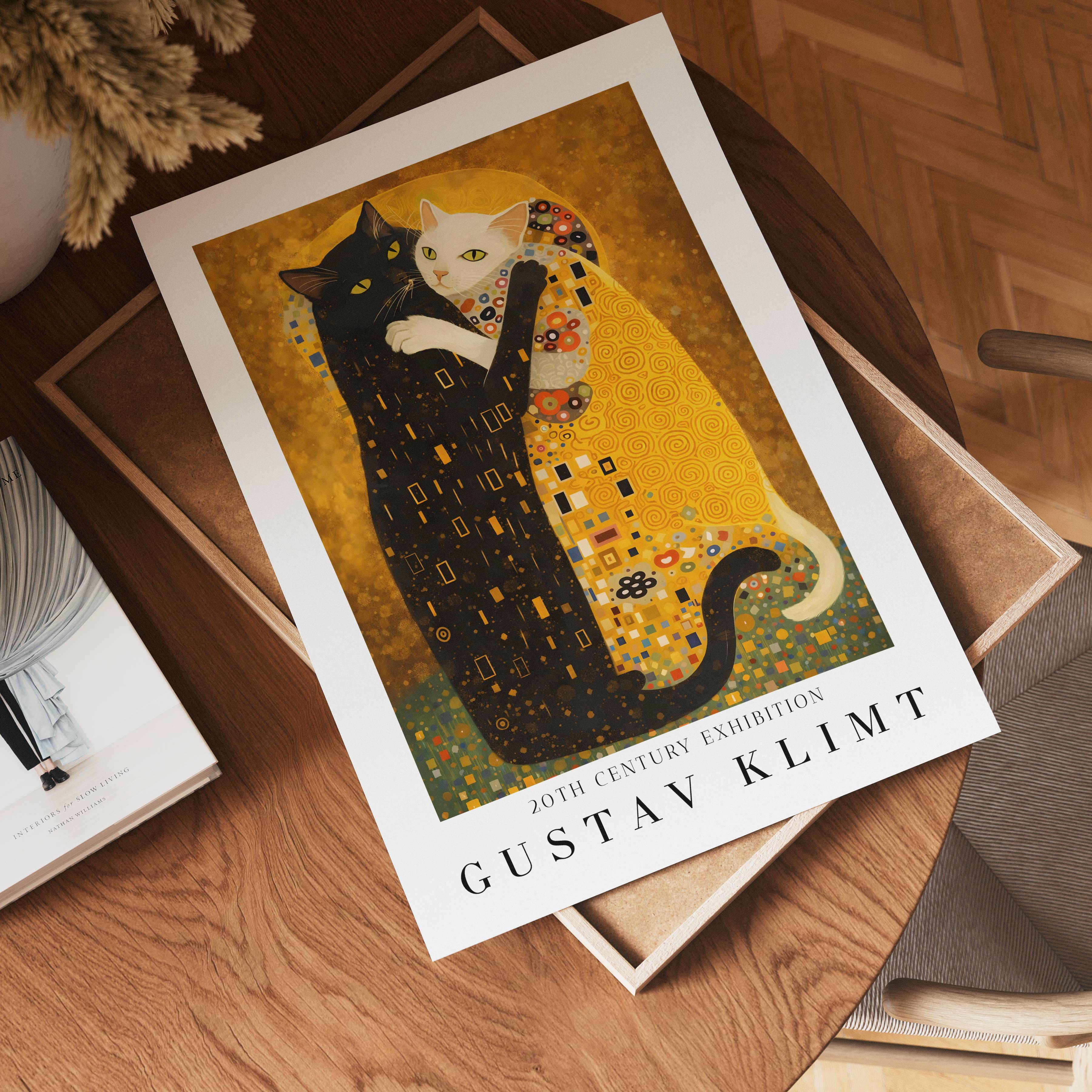 Gustav Klimt Golden Embrace Cats Poster affisch – köp poster online – Bozetto väggdekoration