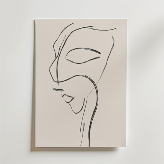 Förhöj ditt rum med Elegant Line Art Face Poster från Bozetto. Med en kvinnas profil i enkla svarta linjer på premiumpapper ger detta minimalistiska konstverk en raffinerad, modern touch till alla heminredning.