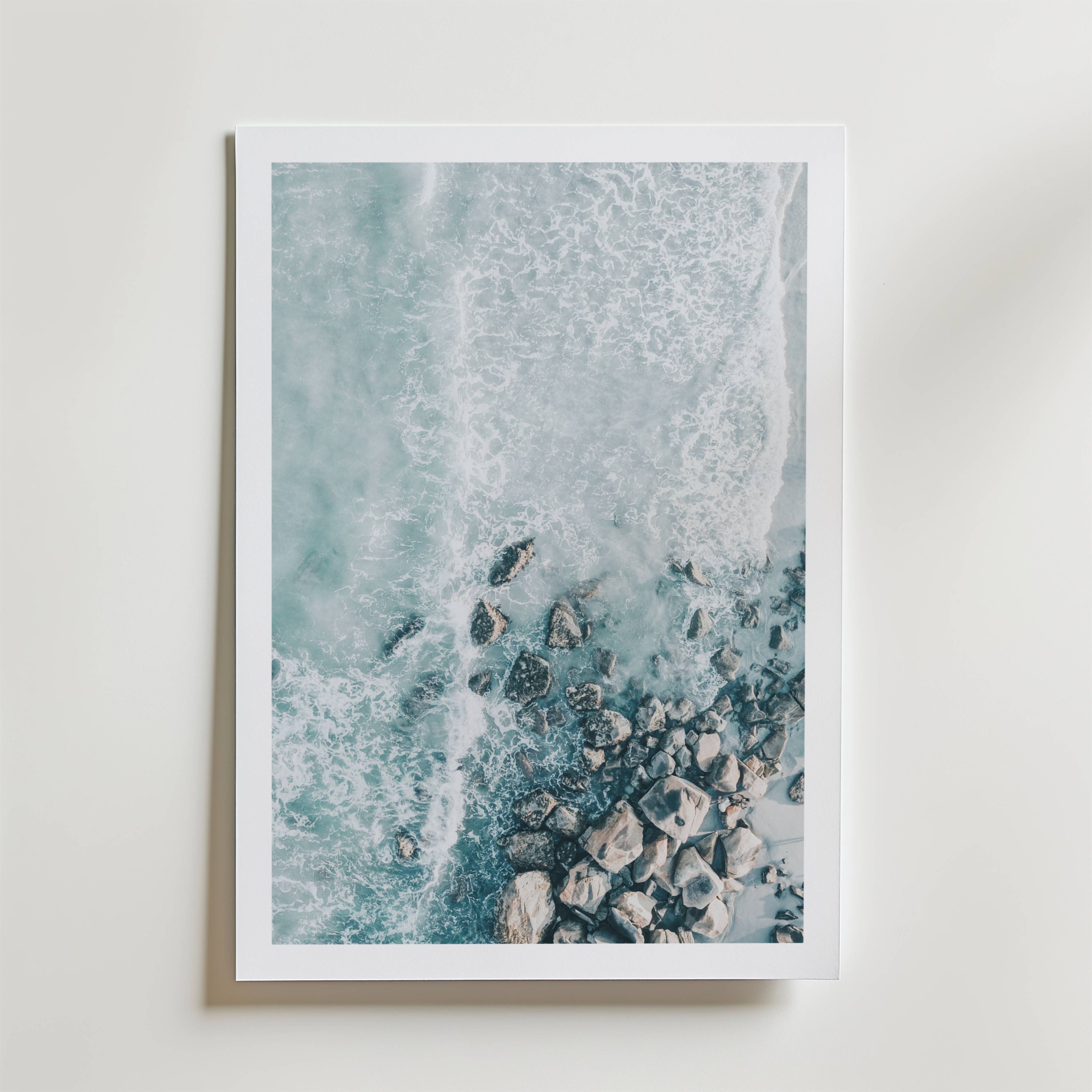 Aerial Ocean Rocks Poster
