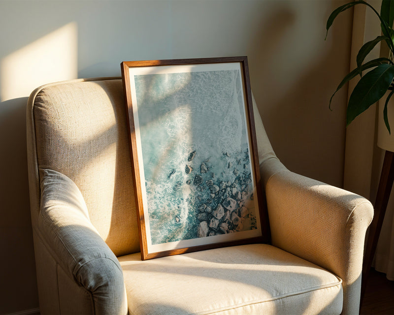 Aerial Ocean Rocks Poster