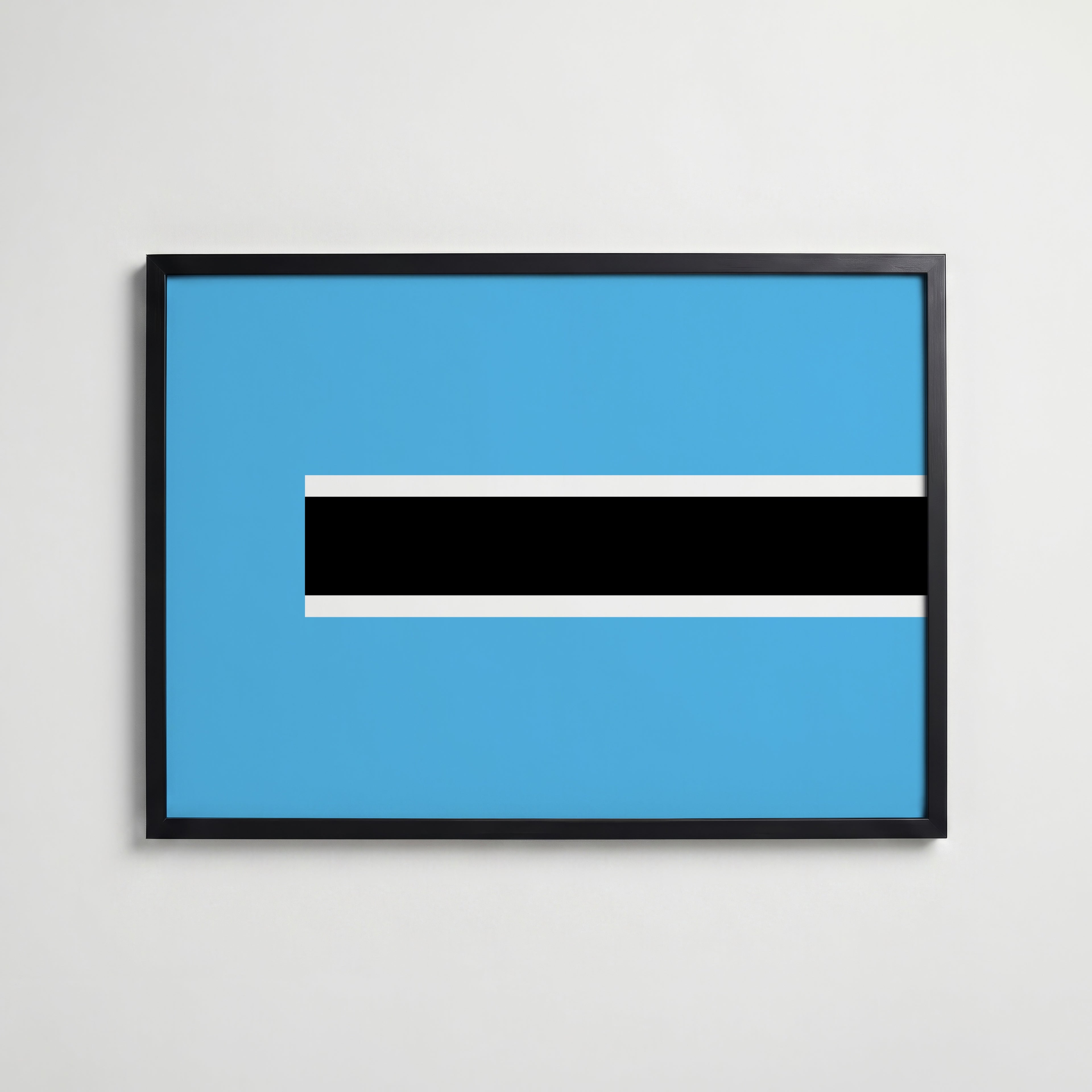 Botswana National Flag Poster i svart ram – stilren konsttryck som väggdekor från Bozetto