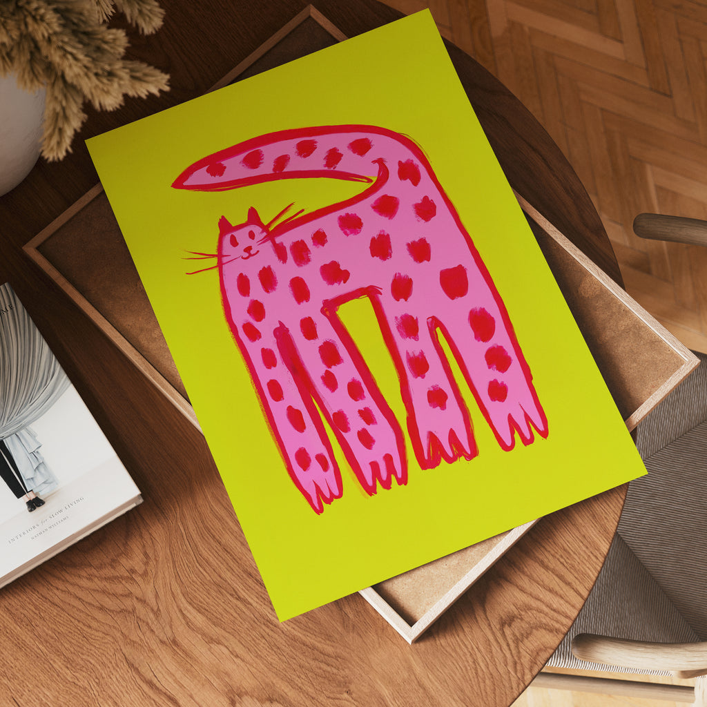 Playful Pink Cat Poster
