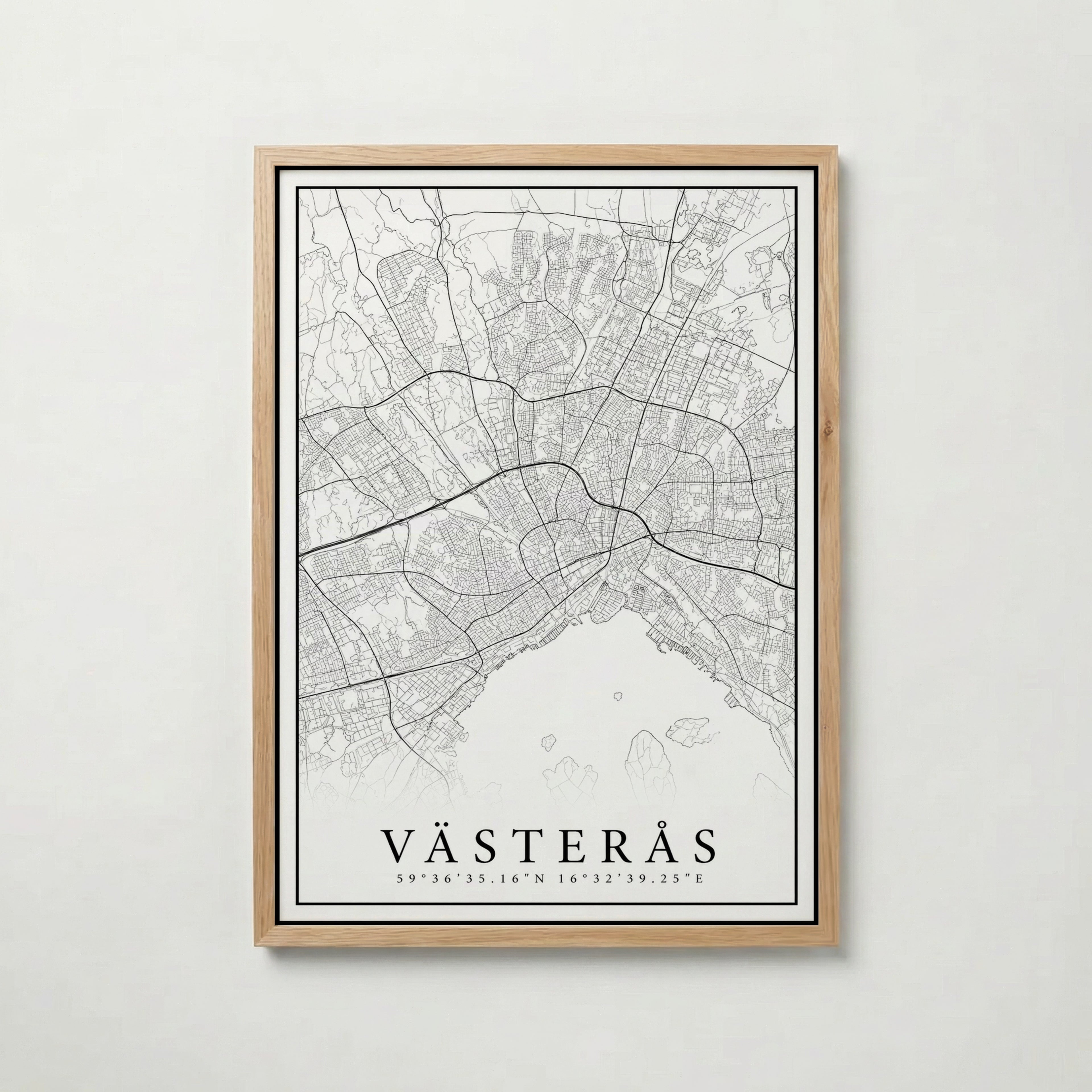 Västerås Karta poster i flera storlekar – jämför mått och välj rätt hos Bozetto i hög tryckkvalitet