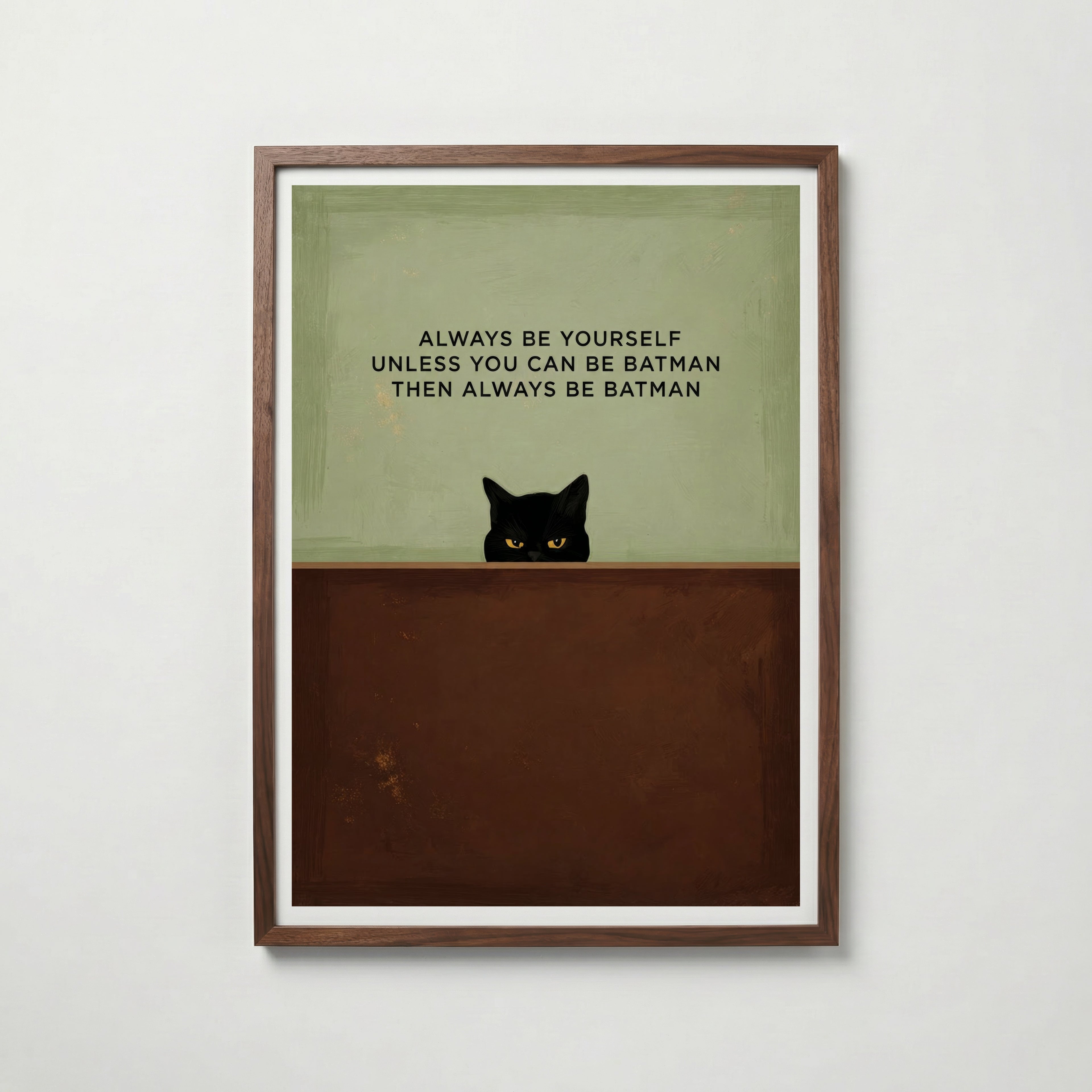 Funny Cat Quote i valnötsram med mörkt trä – köp enkelt hos Bozetto i hög kvalitet